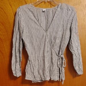 Old Navy Black and White Striped Blouse